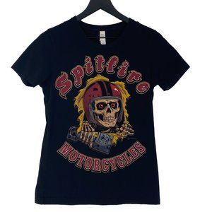 CALIFORNIA SPITFIRE MOTORCYCLES Skull Graphic Black Short Sleeve Tee Size L